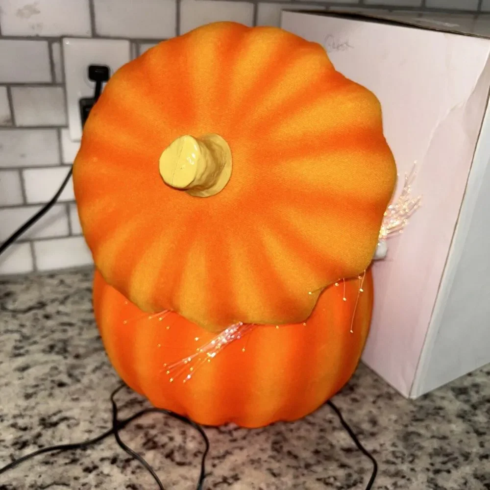 Sterling Large Halloween‎ Fiber Optic Ghost inside Light Up Pumpkin Decoration